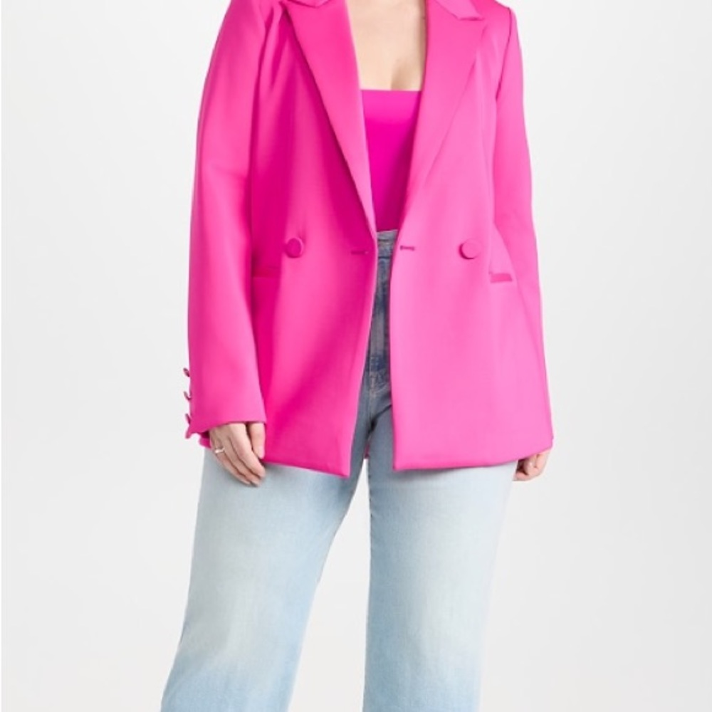 GOOD AMERICAN | Hot Pink Scuba Blazer | Statement Double Breasted NWOT